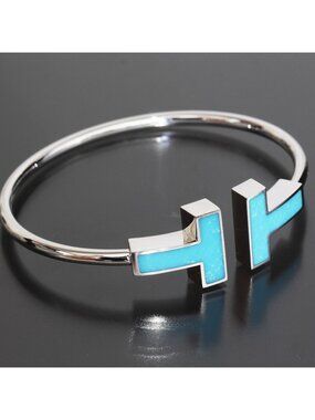 Tiffany & Co T Wide Wire Bracelet Turquoise